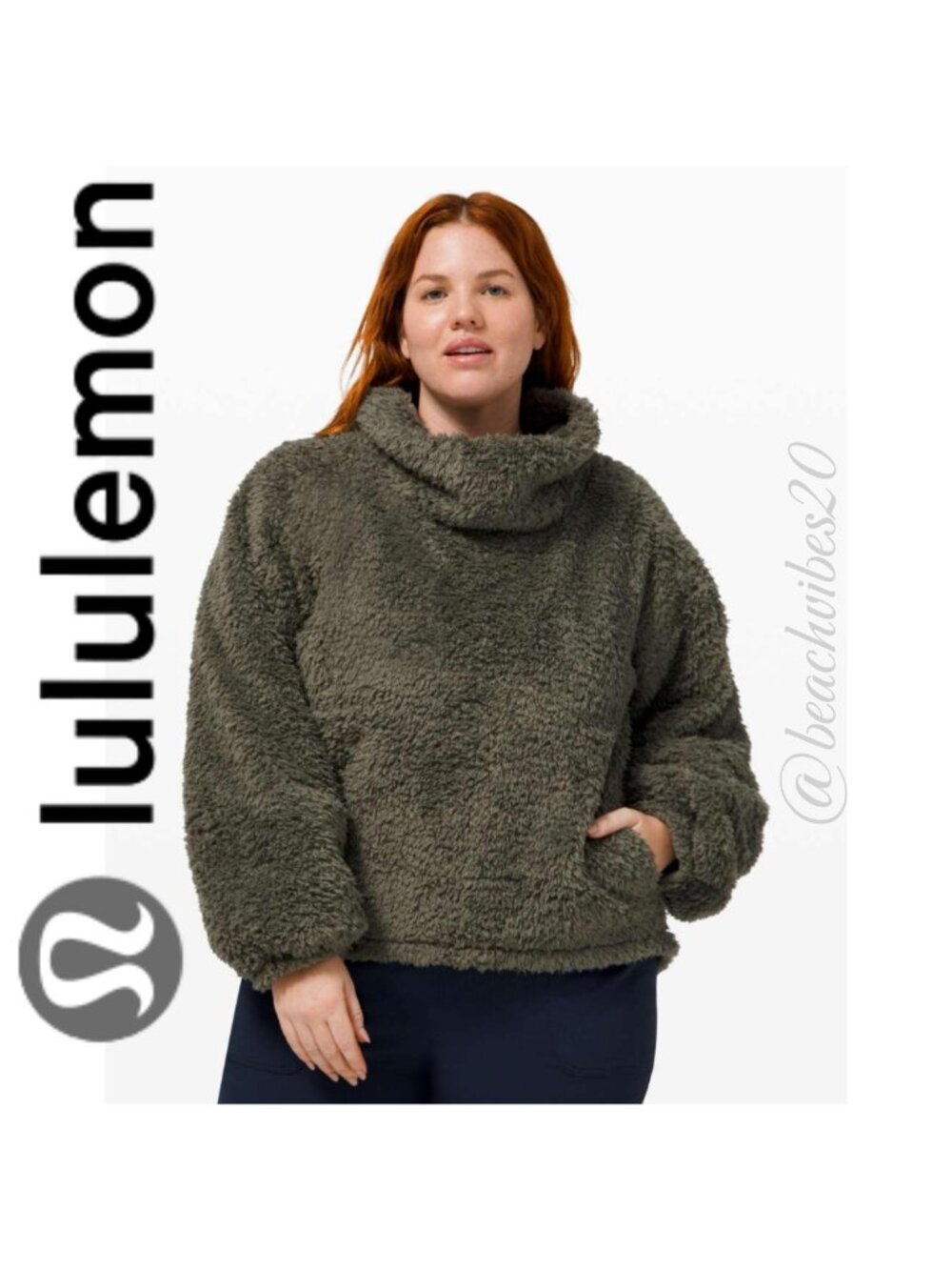 LULULEMON ATHLETICA Warm Restore Sherpa Pullover Army Green XS/S NWT LL-123
